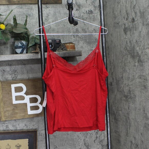 NEW State Of Day Womens Lace-Trim Camisole Pajama Top 100198303MS Tango Red L - Picture 2 of 6